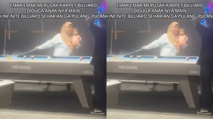 Kesal Anak Kecanduan Billiard, Ibu Ini Robek Karpet Meja