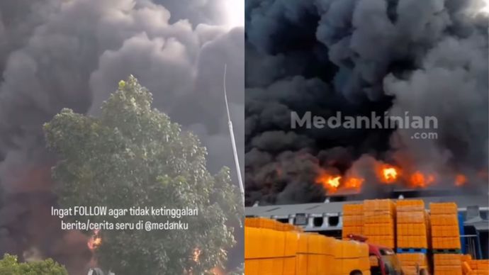 Kebakaran Hebat Melanda Pabrik Minyak di Medan