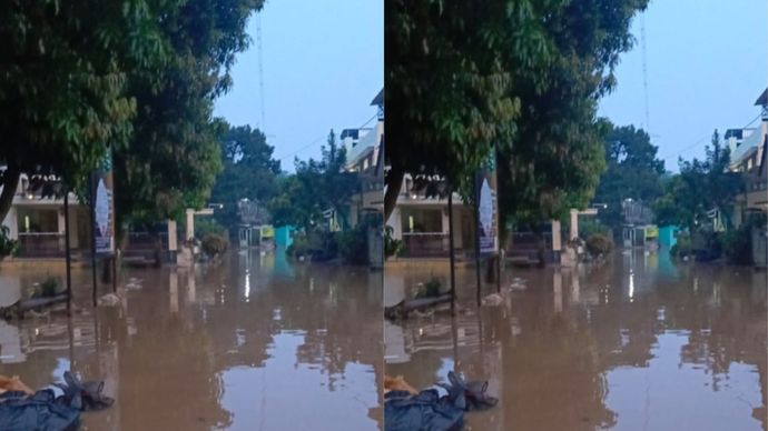 Kondisi Terkini Banjir di Perumahan Villa Pamulang Kembali Tergenang