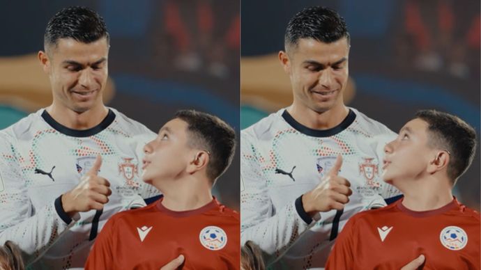 Viral Momen Cristiano Ronaldo Bikin Bocah Maskot Lapangan Terharu