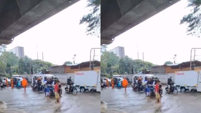 Jalan Raya Ciledug Banjir, Puluhan Motor Mogok
