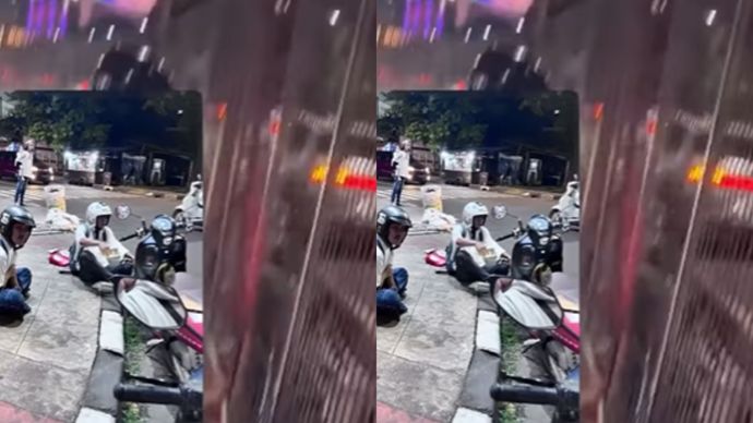 Viral Mobil Tabrak Lari Pengendara Motor di Samping Tol Jakarta-Merak Jakbar