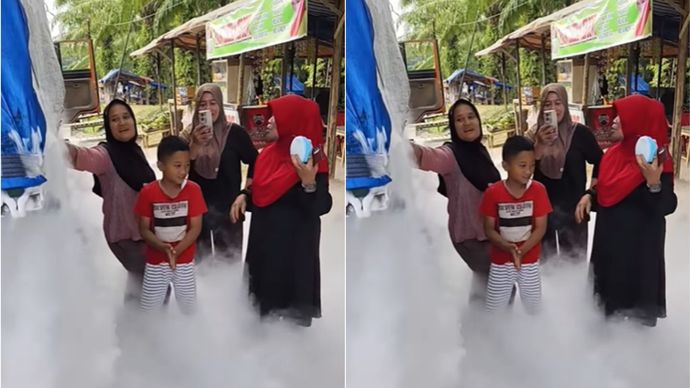 Truk Pengangkut Oksigen Cair Keluarkan Asap Putih Tebal, Warga Berkerumun untuk Berfoto