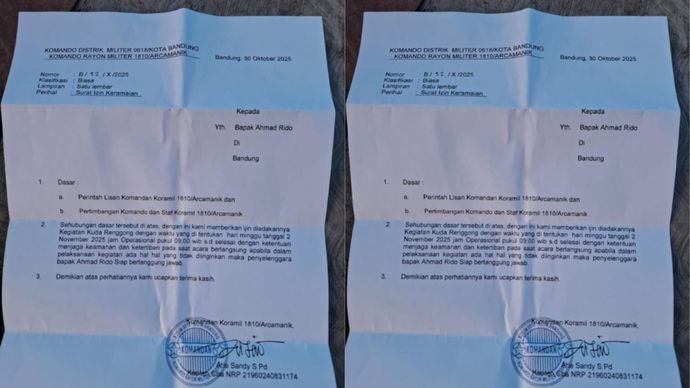 Kodim Bandung Klarifikasi Soal Surat Izin Keramaian dari Koramil Arcamanik