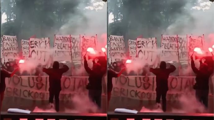 Ultras Garuda Demo Depan Kantor PSSI Minta Erick Thohir Cabut