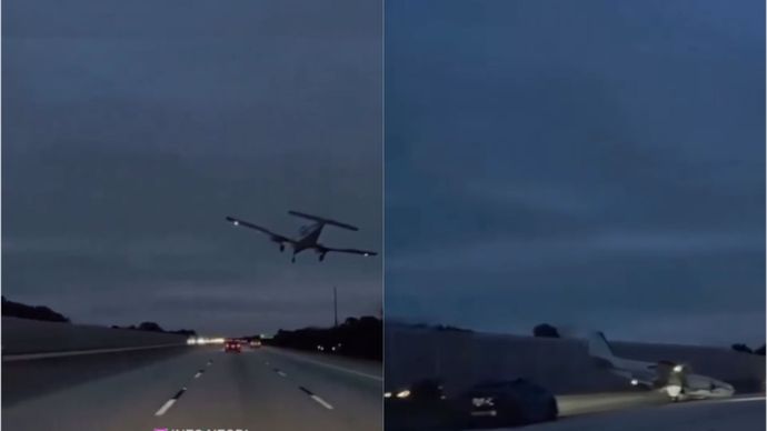 Pesawat Mendarat Darurat di Jalan Tol, Tabrak Toyota Camry dan Lukai Pengemudi