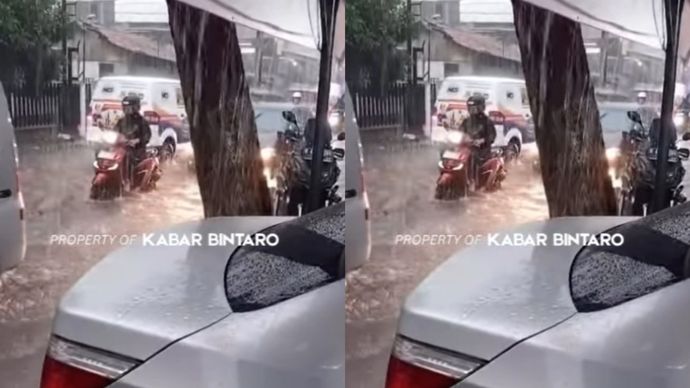Bintaro Diterjang Banjir Usai Hujan Deras Sejak Sore, Lalu Lintas Macet Parah