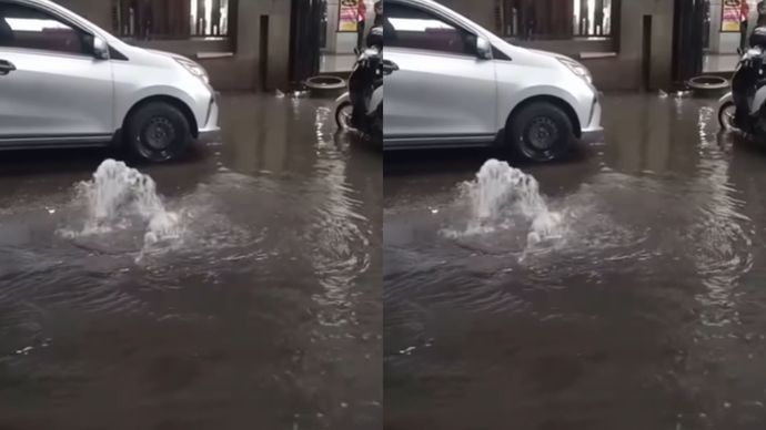 Warga Pasar Cipulir Dihebohkan dengan Muncul Semburan Air di Bawah Jalan