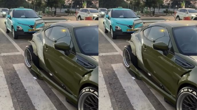 Viral Mobil Sport Ditabrak Taksi Hijau Hingga Rusak Parah