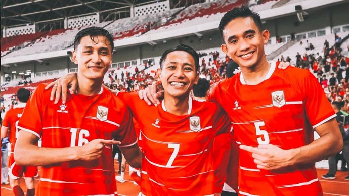 Dony Tri Pamungkas (Kiri), Beckham Putra (Tengah) dan Rizky Ridho (Kanan)