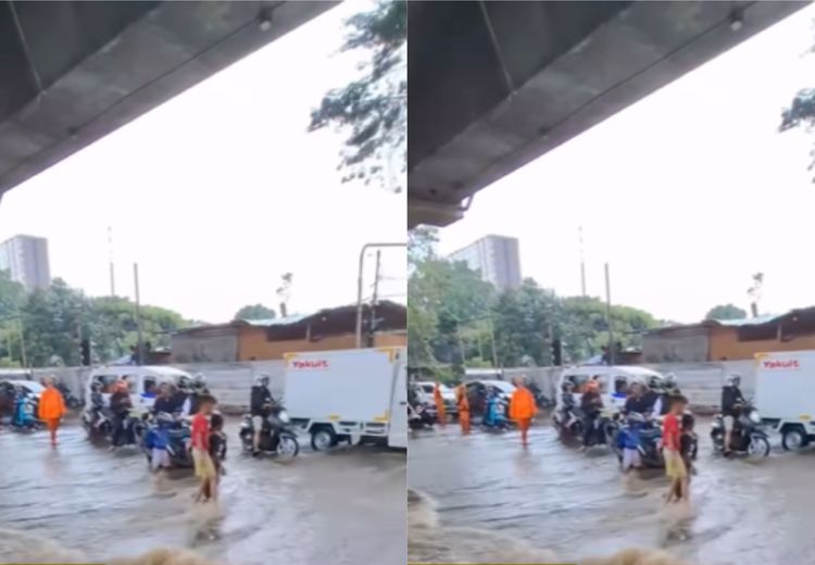Jalan Raya Ciledug Banjir, Puluhan Motor Mogok