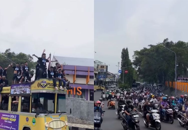 Pemain PSGC Ciamis Konvoi Usai Lolos ke Liga 2