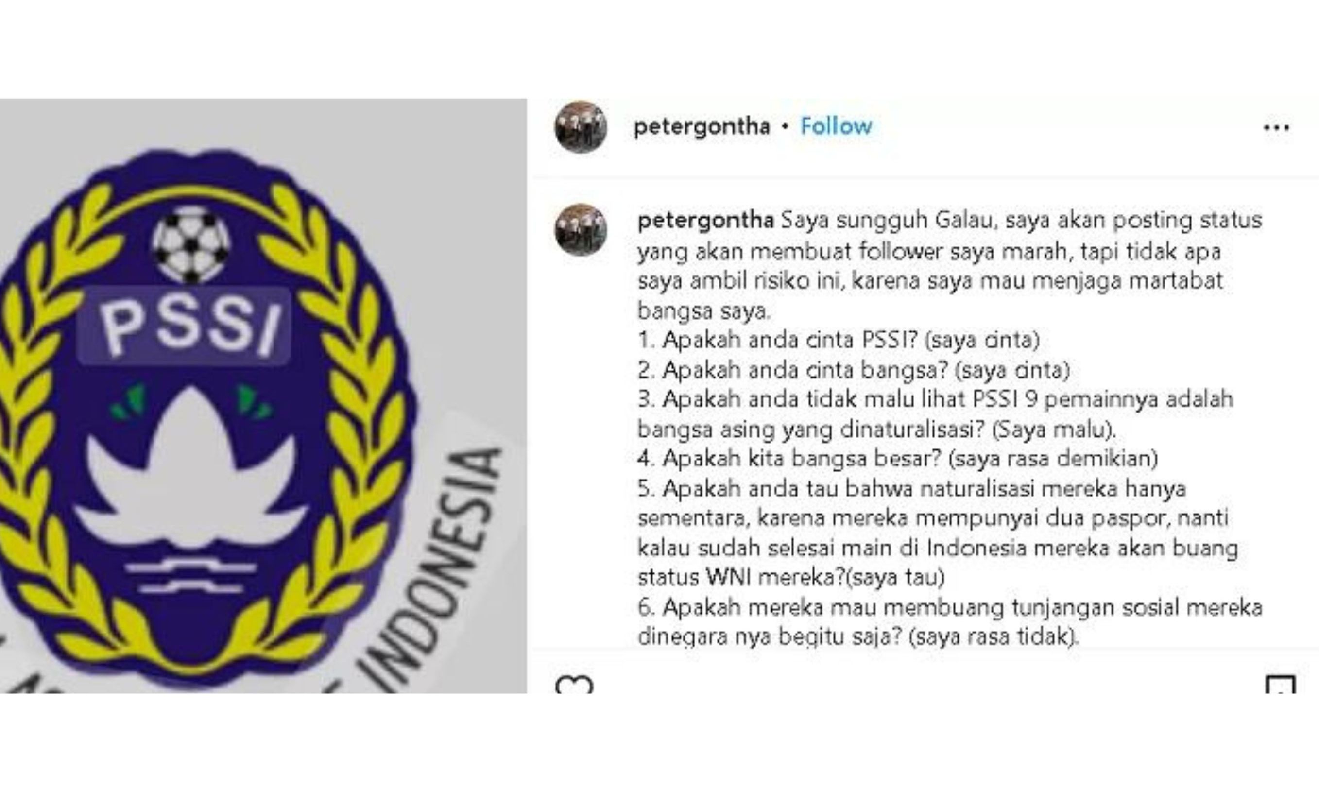 Peter Gontha Kena Rujak Netizen Usai Kritik Pemain Timnas Indonesia Banyak Naturalisasi <b>(IG: Peter Gontha )</b>