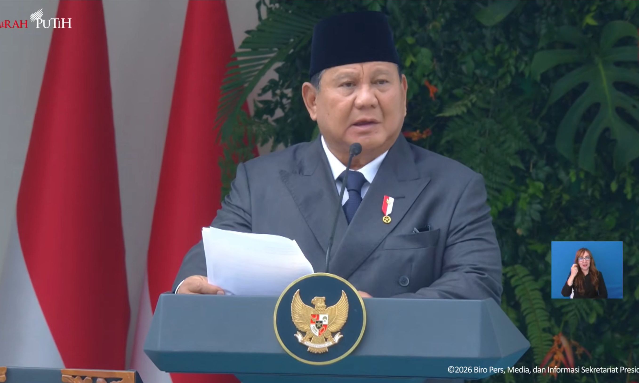 Prabowo Pidato di Hari Pancasila <b>(Tangkapan Layar)</b>