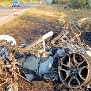 Penampakan Mobil Lamborghini Diogo Jota Hangus Terbakar Usai Kecelakaan Mengerikan