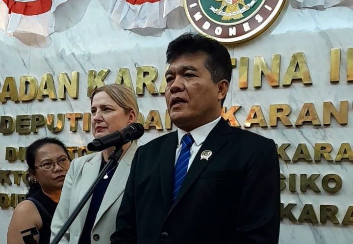Menteri Pertanian, Perikanan, dan Kehutanan Australia, Julie Collins MP dan Kepala Barantin, Sahat M <b>(NTVNews.id/ Adiansyah)</b>