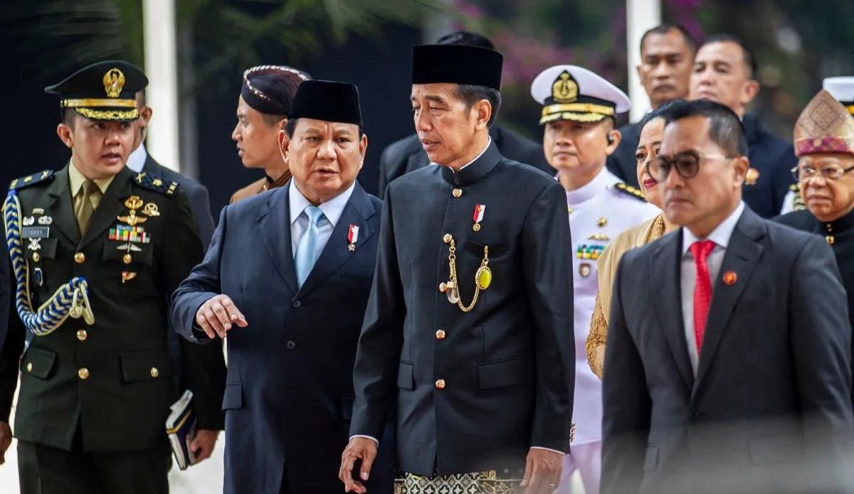 Presiden Jokowi dan Prabowo Usai Menghadiri Sidang Tahunan MPR. <b>(Antara)</b>