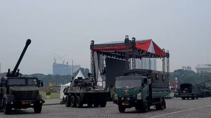 Persiapan HUT TNI ke-80 di Monas, pada 19 Sep 2025