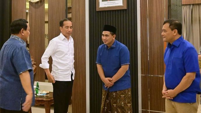 Momen Pertemuan Prabowo, Jokowi dan Ahmad Lutfi-Taj Yasin