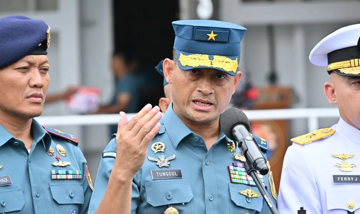 Kepala Dinas Penerangan TNI AL (Kadispenal) Laksamana Pertama TNI Tunggul saat jumpa pers di Kolinlamil Jakarta, Kamis (15/1/2026). ANTARA/HO-Humas TNI AL. <b>(Antara)</b>