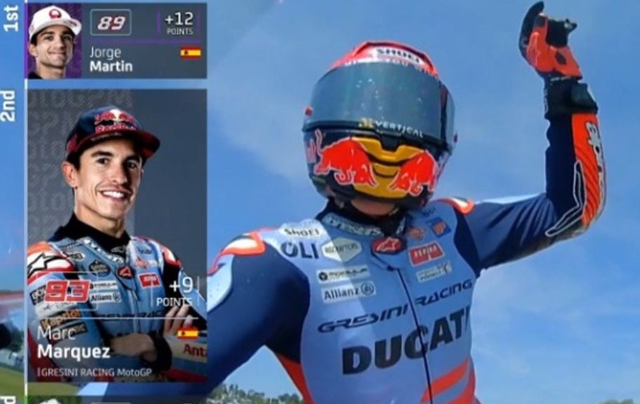 Marc Marquez finish kedua pada sprint race MotoGP Prancis, Sabtu (11/5/2024).  <b>(Screenshoot)</b>