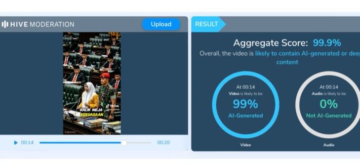 Hasil pemeriksaan menggunakan AI Detector. (Hive Moderation)  <b>(Antara)</b>