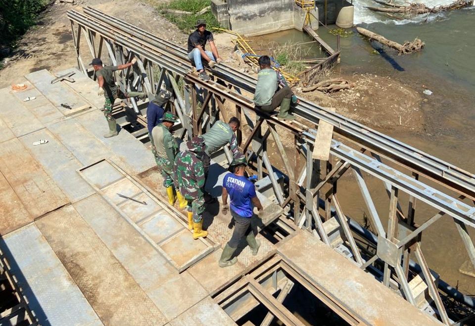 Jembatan bailey di PLTA Angkup, Aceh Tengah. <b>(Istimewa)</b>