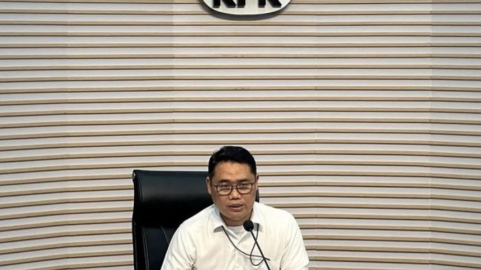 Pelaksana Tugas Deputi Penindakan dan Eksekusi Komisi Pemberantasan Korupsi Asep Guntur Rahayu saat memberikan keterangan di Gedung Merah Putih KPK, Jakarta.