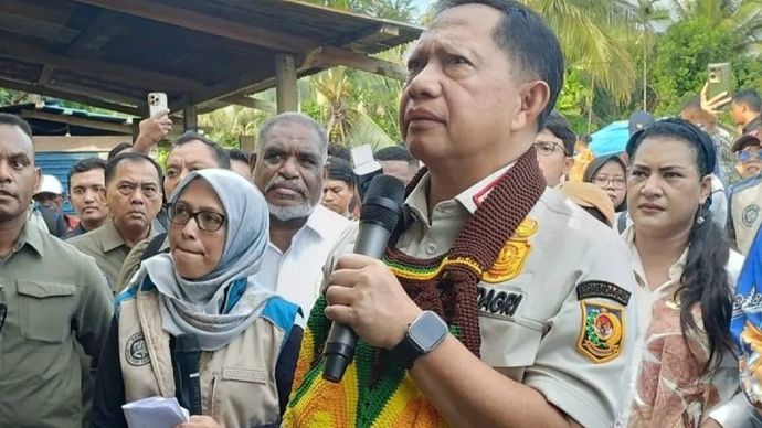 Menteri Dalam Negeri Muhammad Tito Karnavian di Kampung Mosso, Jayapura, Papua, Minggu, 22 Juni 2026
