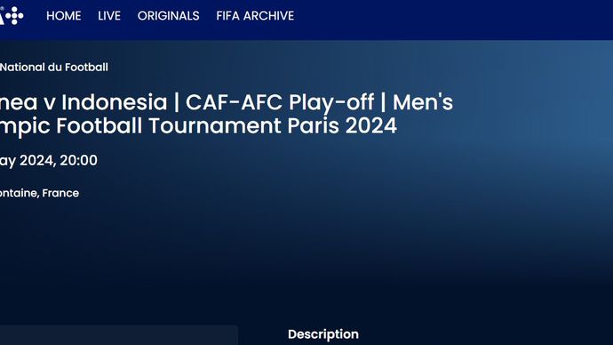 Link FIFA+ yang akan menyiarkan tayangan langsung pertandingan Timnas Indonesia U-23 vs Guinea pada 