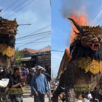 Viral Ogoh-ogoh Terbakar saat Karnaval di Cirebon Gegara Percikan Flare