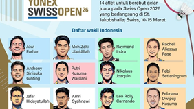 ndonesia menurunkan sebanyak 14 atlet untuk berlaga pada turnamen bulu tangkis internasional Swiss Open 2026 yang berlangsung di St. Jakobshalle, Swiss, pada 10&ndash;15 Maret 2026. Keikutsertaan para atlet tersebut menjadi upaya Indonesia untuk meraih pre
