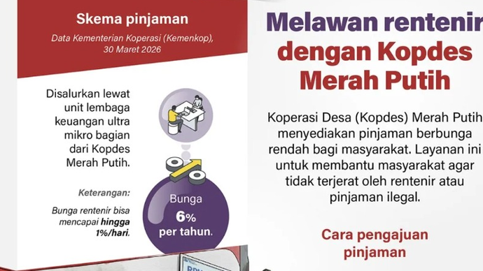 Koperasi Desa (Kopdes) Merah Putih menyediakan pinjaman berbunga rendah bagi masyarakat. Layanan ini untuk membantu masyarakat agar tidak terjerat oleh rentenir atau pinjaman ilegal.