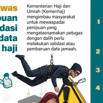 Infografik: Kemenhaj Ingatkan Waspada Penipuan Validasi Data Jamaah Haji