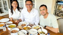 Momen Raffi Ahmad dan Wamen Pertanian Sudaryono Sarapan, Lauk Disajikan dalam Rantang