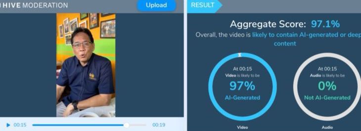 Hasil pemeriksaan menggunakan AI Detector. (Hive Moderation)  <b>(Antara)</b>