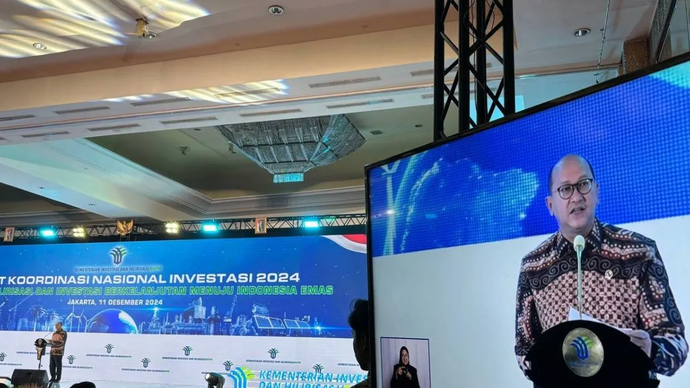 Menteri Investasi/Kepala BKPM Rosan Roeslani saat membuka Rakornas Investasi di Jakarta, Rabu (11/12/2024). 