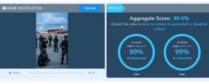 Hasil pengecekan menggunakan AI Detector. (Hive Moderation) <b>(Antara)</b>