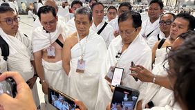 Direktur Jenderal Penyelenggaraan Haji dan Umrah Kementerian Agama Hilman Latief memaparkan teknis skema pergerakan jamaah calon haji Indonesia saat puncak haji di Arafah, Muzdalifah, dan Mina (Armuza).