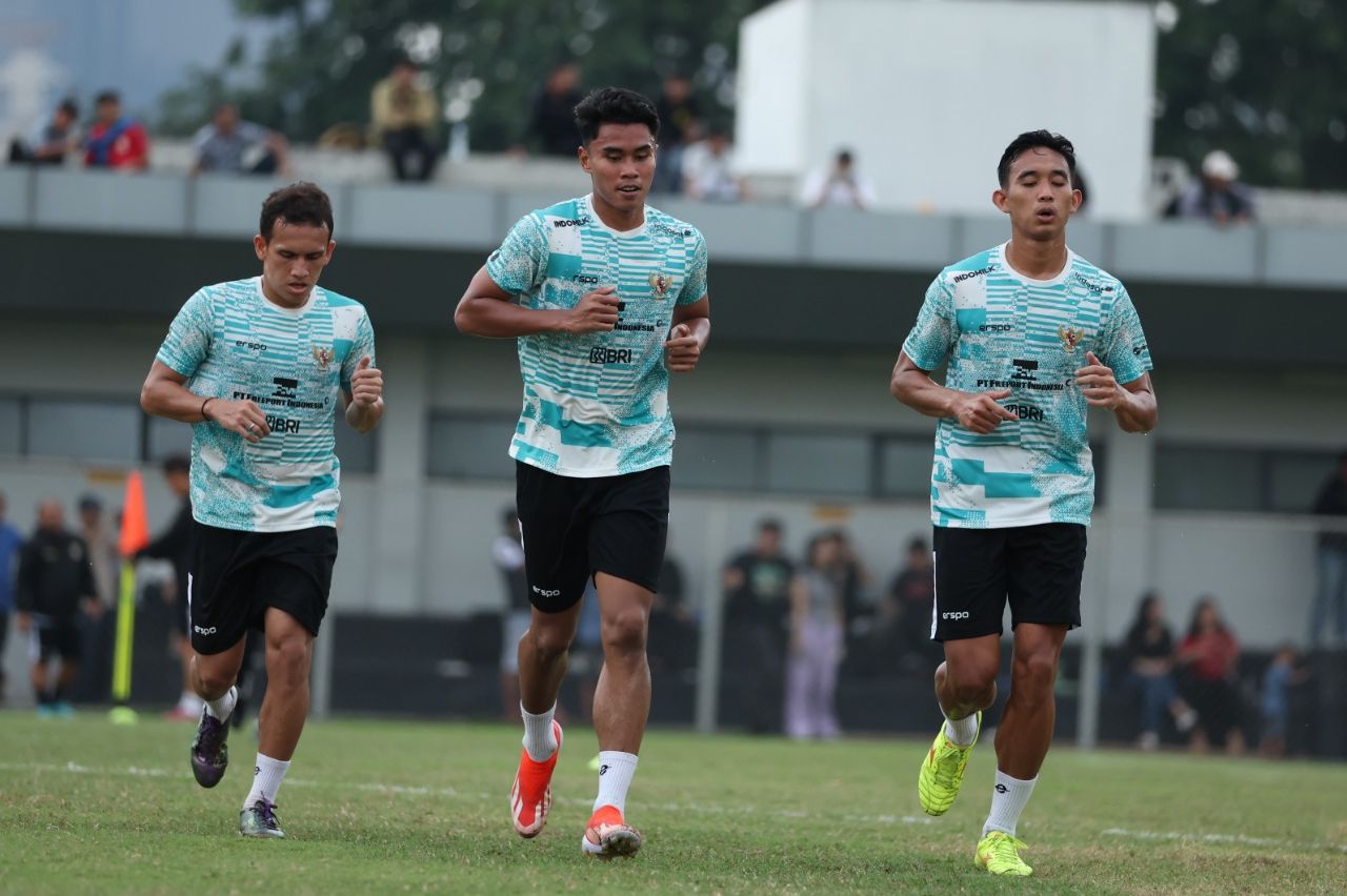 Timnas Indonesia saat menjalani latihan jelang laga melawan Irak <b>(Ntvnews.id)</b>