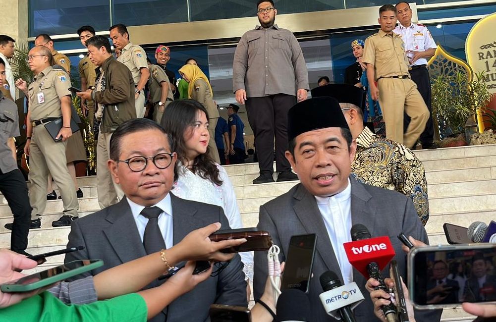 Pramono Anung dan Khoirudin <b>(NTVNews.id/Adiansyah)</b>