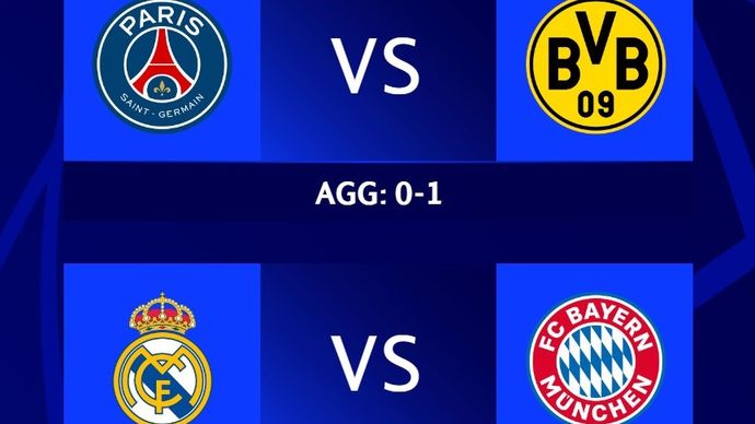 Banner leg 2 semifinal Liga Champions  Real Madrid vs Bayern Muenchen. 