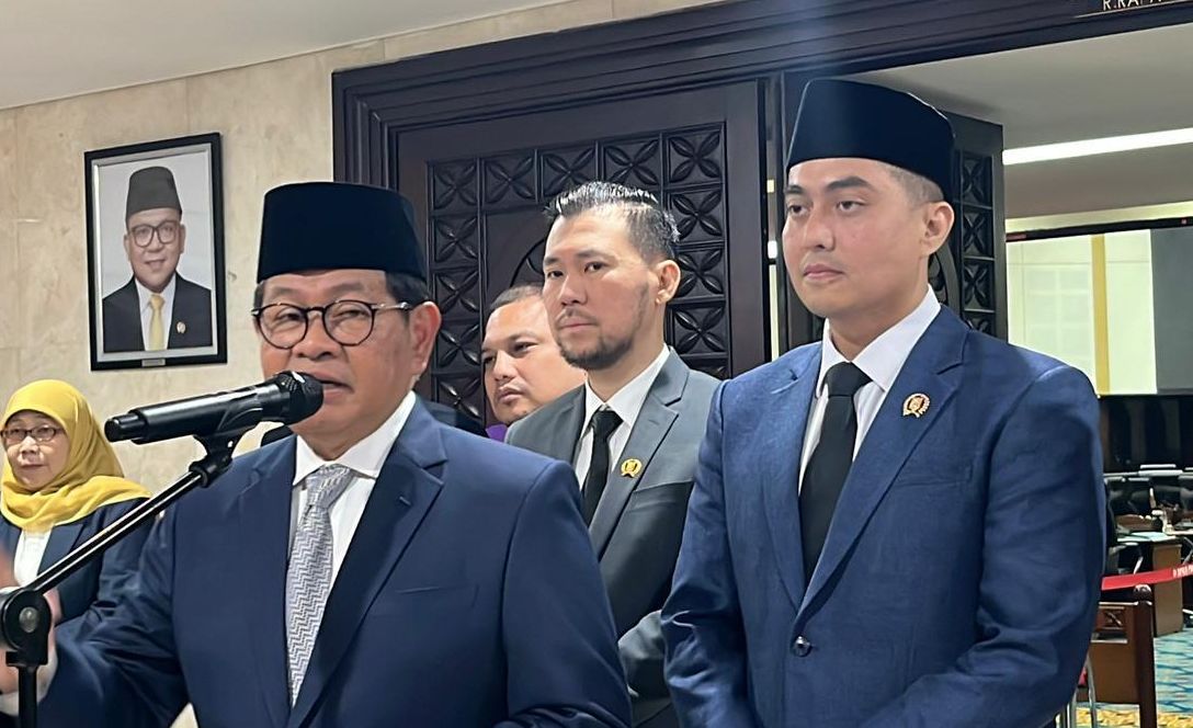 Pramono Anung dan Wibi Andrino <b>(NTVNews.id/Adiansyah)</b>