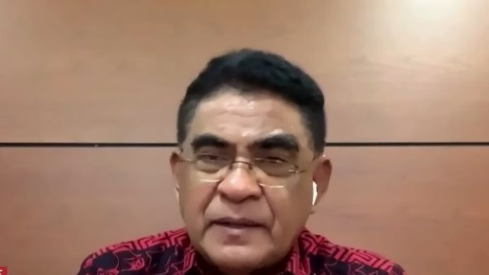 Politikus senior PDI Perjuangan, Andreas Hugo Pareira saat menjadi narasumber dalam Program Dialog NTV Prime di Nusantara TV, Selasa (13/8/2024).&nbsp; 