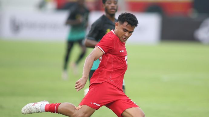 Asnawi Mangkualam saat Timnas Indonesia beruji coba melawan Tanzania