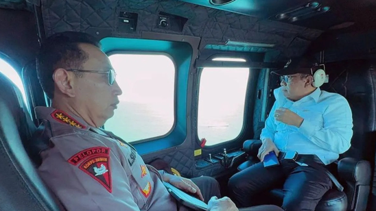 Kapolri dan Panglima TNI Tinjau Kesiapan Mudik Lebaran di Pelabuhan Merak Lewat Patroli Udara