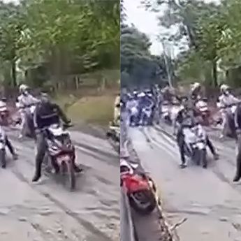 Viral Pemotor Nekat Terobos Jalan yang Baru Dicor, Netizen: SDM Rendah