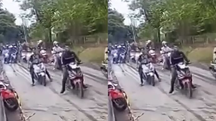 Viral Pemotor Nekat Terobos Jalan yang Baru Dicor, Netizen: SDM Rendah