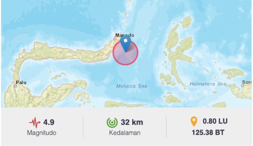 Gempa 4.9 Magnitudo Landa Sulawesi Bagian Utara <b>(BMKG)</b>