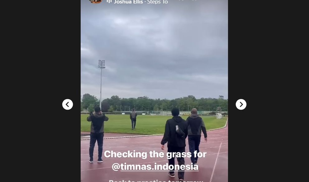 Lapangan latihan Timnas Indonesia U-23 di Paris tidak sebagus di Doha, Qatar. (Screenshot IGStory @Rajaadri) <b>(Screenshot IGStory@Rajaadri)</b>